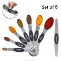 Amazon Hot sale 8pcs Stackable Stainless Steel Magnetic Measuring Spoon Scoop Set with lever